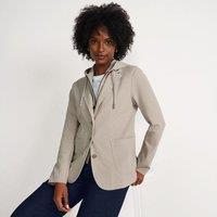 Lands' End Women's Knit Blazer with Removable Hood in Natural | Size: 20