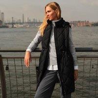 Lands' End Women's Cinch Waist Long Gilet in Black | Size: 10-12