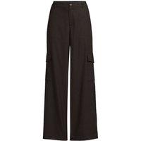 Lands' End Women's Wide Leg Brushed Twill Cargo Trousers in Chocolate | Size: 10-12R
