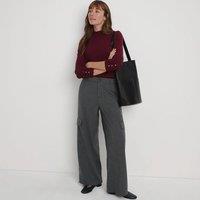 Wide Leg Brushed Twill Cargo Trousers