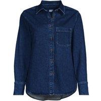 Lands' End Women's Denim Shirt in Dark Blue | Size: 8
