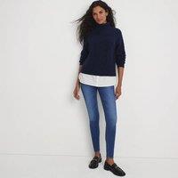 Lands' End Women's Roll Neck Mock Shirt Jumper in Navy | Size: 20