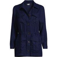 Lands' End Women's 4-Pocket Linen Shirt Jacket in Navy | Size: 10-12