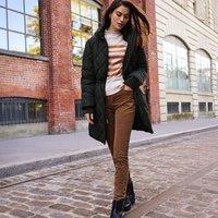 Lands' End Women's Petite Skinny Stretch Cord Jeans, High Waisted in Brown | Size: 18