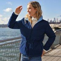 Lands' End Women's Wanderweight Down Ultralight Packable Reversible Jacket in Blue | Size: 16-18