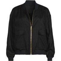 Lands' End Women's Linen Bomber Jacket in Black | Size: 20