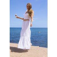 South Beach Women's Broderie Maxi Skirt in White | Size: 14