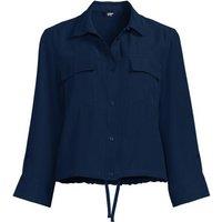 Lands' End Women's Soft Twill Cropped Tie Hem Shirt in Navy | Size: 16-18