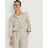 Lands' End Women's Soft Twill Cropped Tie Hem Shirt in Stone | Size: 14-16