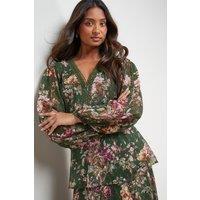 Oasis Women's Printed Lace Dress With Tripple Tiers in Floral | Size: 8