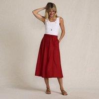 Lands' End Women's Tie Waist Linen Blend Midi Skirt in Burnt Orange | Size: 14