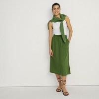 Lands' End Women's Tie Waist Linen Blend Midi Skirt in Green | Size: 16