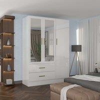 Sliding Wardrobes 4U Modern High Gloss 3 Door Hinged Wardrobe W116cm x H200cm in White