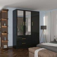 Sliding Wardrobes 4U Modern High Gloss 3 Door Hinged Wardrobe W116cm x H200cm in Black