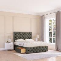 Sloomy Watson Divan Bed Base 2 Drawers 12 Footboard & 26 Strutted Headboard in Light Grey | Size: Super King