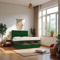 Knight Sleep Emily End Opening Ottoman & Mattress + 24 Headboard in Emerald | Size: Small Double
