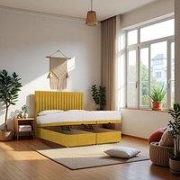 Knight Sleep Emily End Opening Ottoman & Mattress + 24 Headboard in Mustard | Size: Double