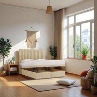 Knight Sleep Emily End Opening Ottoman & Orthopaedic Mattress + 24 Headboard in Cream | Size: King