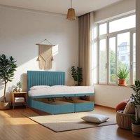 Knight Sleep Emily End Opening Ottoman & Mattress + 24 Headboard in Light Blue | Size: Small Double