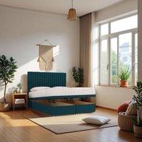 Knight Sleep Emily End Opening Ottoman & Mattress + 24 Headboard in Navy | Size: Small Double