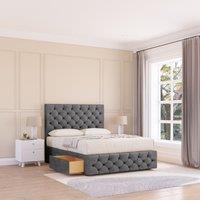 Sloomy Watson Divan Bed Base 2 Drawers 12 Footboard & 26 Struts Headboard in Dark Grey | Size: Small Single