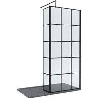 Balterley 8mm Glass Wetroom Screen, Return Black Framed & Tray 1400 x 900mm