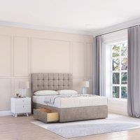 Sloomy Alabama Divan Bed Base 4 Drawers & 54" Floor Standing Headboard in Stone | Size: Double