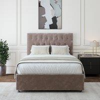Bedmaster Chenille Divan Base & Button Headboard in Silver | Size: Double