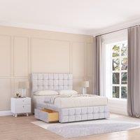 Sloomy Berlin Divan Bed Base 4 Drawers 12 Footboard & 54 Floor Standing Headboard in Silver | Size: Super King