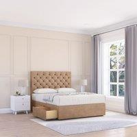 Sloomy Mayfair Divan Bed Base 4 Drawers & 54" Floor Standing Headboard in Light Beige | Size: Small Double