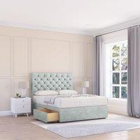 Sloomy Mayfair Divan Bed Base 4 Drawers & 26 Struts Headboard in Silver | Size: Super King