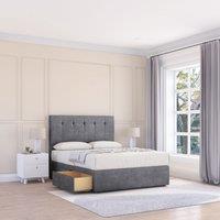 Sloomy Watson Divan Bed Base No Drawers 12 Footboard & 26 Struts Headboard in Dark Grey | Size: Super King