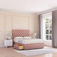 Sloomy Mayfair Divan Bed Base 4 Drawers & 54 Floor Standing Headboard in Pink | Size: Super King