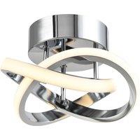 Happy Homewares Modern LED Ceiling Light with Swirl Thick Metal Strip Creates 1253 Lumens in Silver
