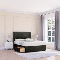 Sloomy Kansas Divan Bed Base No Drawers & 54" Floor Standing Headboard in Dark Grey | Size: King