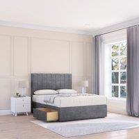 Sloomy Kansas Divan Bed Base No Drawers & 54 Floor Standing Headboard in Dark Grey | Size: Super King