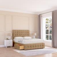 Sloomy Berlin Divan Bed Base 4 Drawers 12 Footboard & 54 Floor Standing Headboard in Light Brown | Size: Small Double