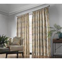 Luxury Living Luxury Fern Jacquard Pencil Pleat Taped Top Ready Made Curtains in Yellow | Size: 168 cm width x 229 cm drop