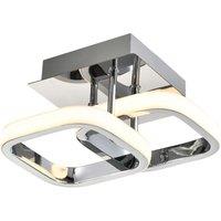 Happy Homewares Contemporary Compact Double Head LED Chrome Ceiling Light Fitting in Silver