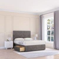 Sloomy Manhattan Divan Bed Base No Drawers & 54 Floor Standing Headboard in Grey | Size: Single
