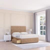 Sloomy Manhattan Divan Bed Base No Drawers & 54 Floor Standing Headboard in Light Beige | Size: Single