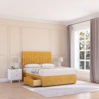 Sloomy Manhattan Divan Bed Base No Drawers & 54" Floor Standing Headboard in Mustard | Size: Double