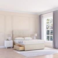 Sloomy Manhattan Divan Bed Base No Drawers & 54 Floor Standing Headboard in Cream | Size: Super King