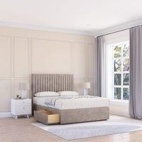 Sloomy Manhattan Divan Bed Base No Drawers & 54 Floor Standing Headboard in Stone | Size: Super King