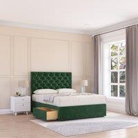 Sloomy Mayfair Divan Bed Base No Drawers & 54" Floor Standing Headboard in Emerald | Size: Double