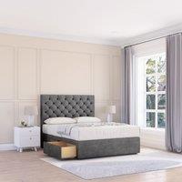 Sloomy Mayfair Divan Bed Base No Drawers & 54 Floor Standing Headboard in Light Beige | Size: Super King