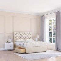 Sloomy Mayfair Divan Bed Base No Drawers & 54 Floor Standing Headboard in Cream | Size: Super King