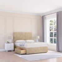 Sloomy Manhattan Divan Bed Base No Drawers & 54" Floor Standing Headboard in Cream | Size: Single