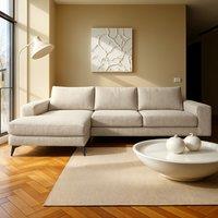 Abakus Direct Venice Corner Left Sofa with Deep Seats & Extra-wide Padded Arms in Cream