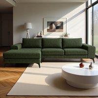 Abakus Direct Venice Corner Left Sofa with Deep Seats & Extra-wide Padded Arms in Dark Green
